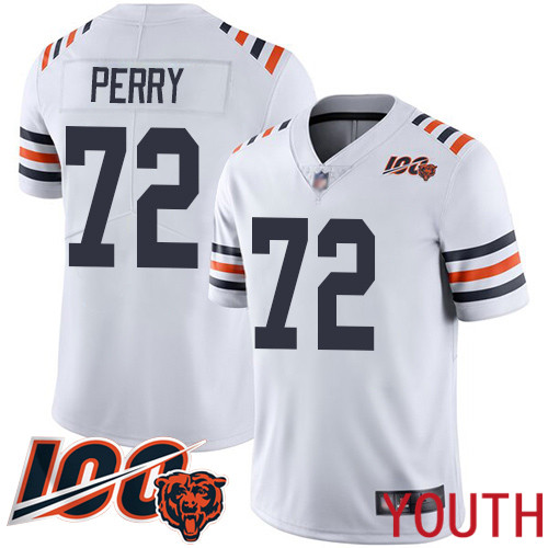 Chicago Bears Limited White Youth William Perry Jersey NFL Football #72 100th Season->youth nfl jersey->Youth Jersey